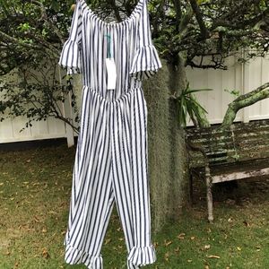 mimi chica striped off the shoulder jumper